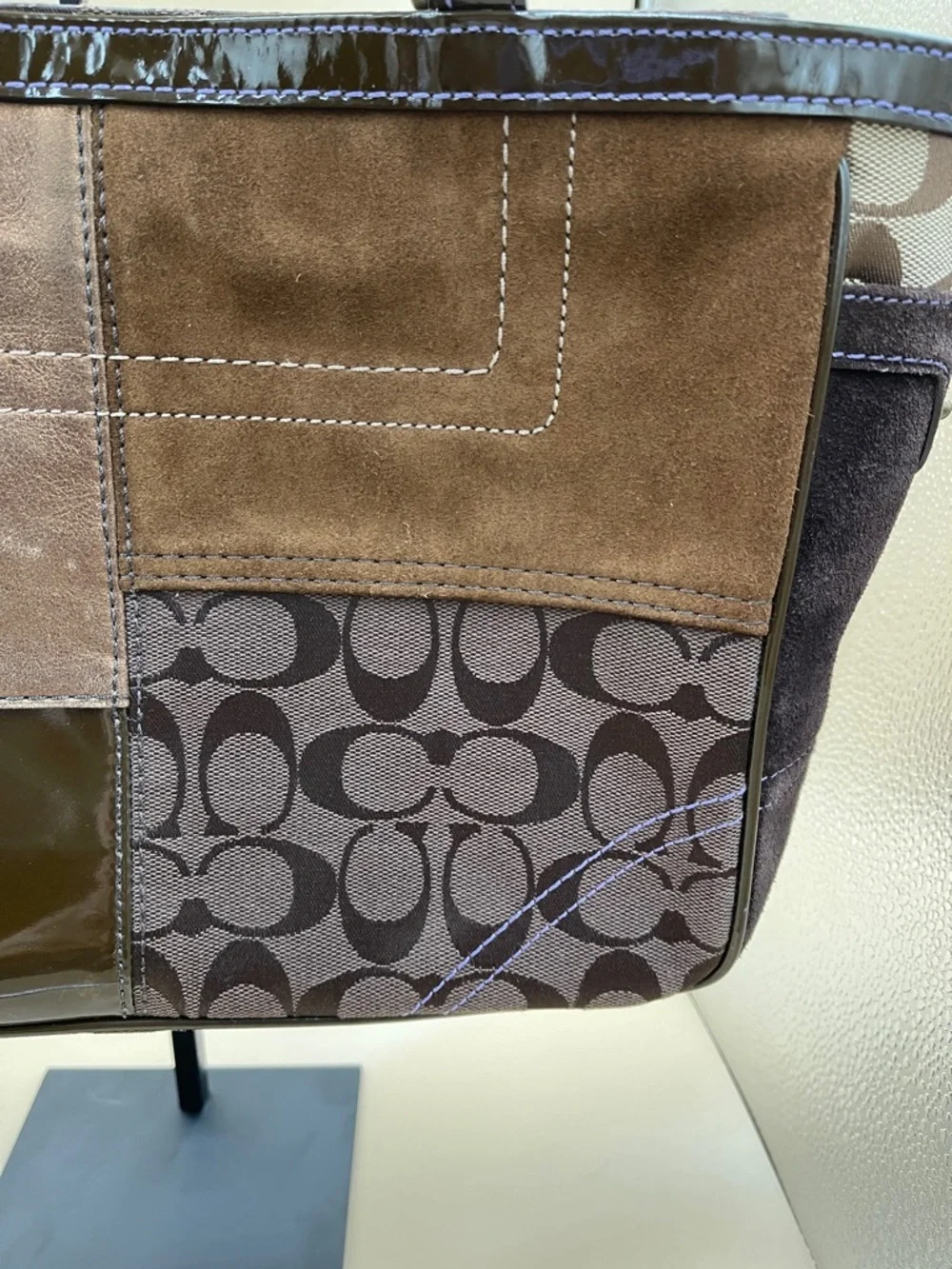 Coach Patchwork Shoulder Tote with Signature C Panels 3 Hangtags H059J-8F69 Rare